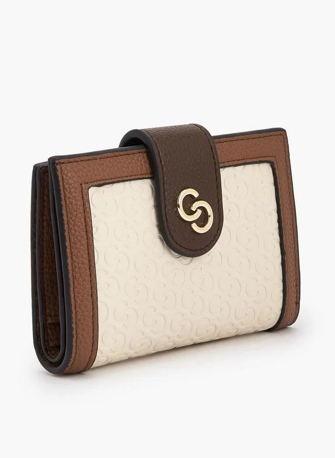 سيليست Monogram Embossed Wallet with Snap Button Closure